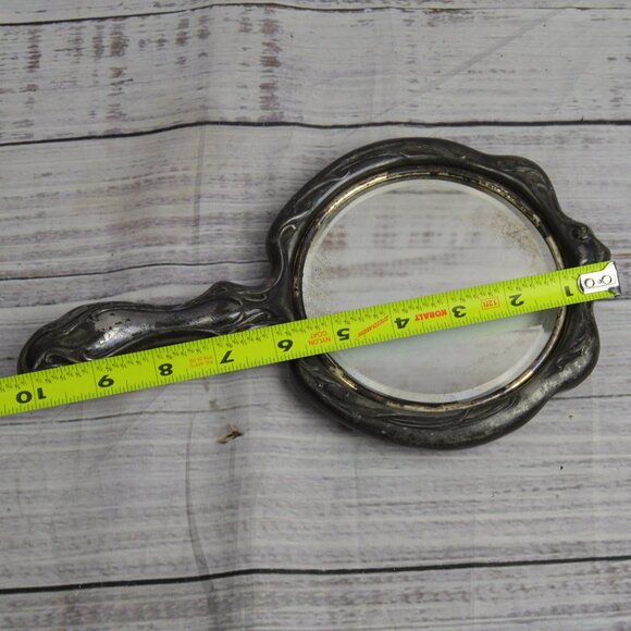 Antique Art Nouveau Flowing Hair Woman Victorian Silver Plate Vanity Hand Mirror - Picture 6 of 11